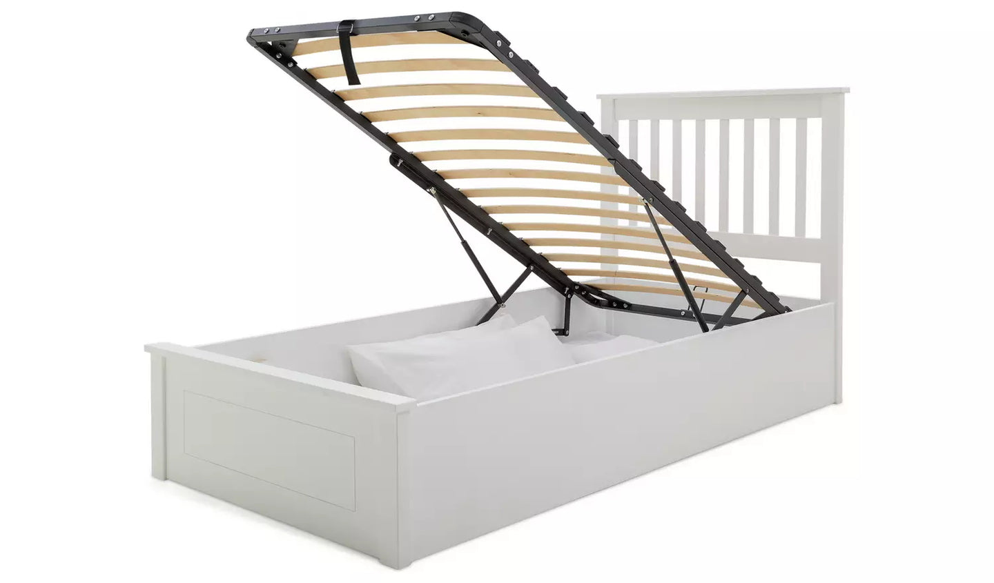 Assembled Habitat Aspley Single Wooden Ottoman Bed Frame - White